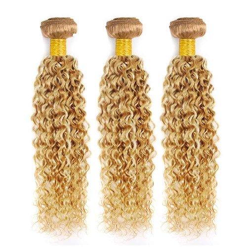 28 30 32 inch WuvuSnm 613/27 Human Hair Bundles Blonde Kinky Curly Weave 3 Bundles Two Tone 613 and 27 Bundle