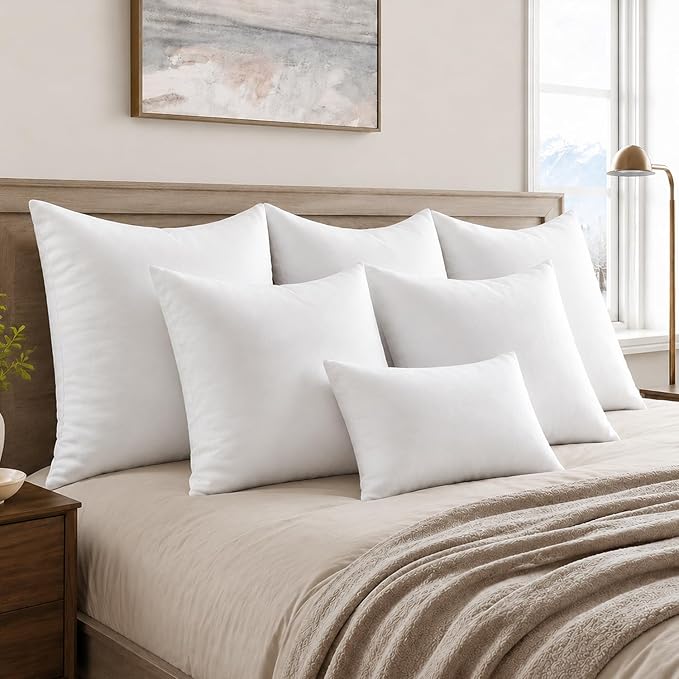 MIULEE Throw Pillows Inserts, Pack of 2 26x26 Inch 100% Virgin Fiber Filling Bed Couch Pillows