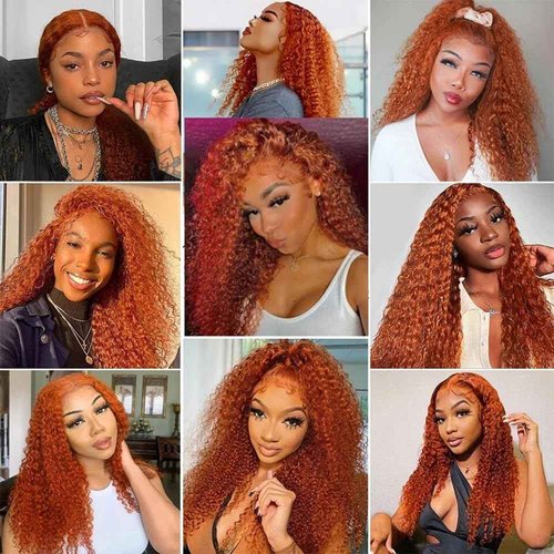 Giginger Bundles Human Hair 22 24 26 inch Orange Deep Wave Bundles 350 Color Human Hair Unprocessed Quick Weave Soft Sewn In Hair Extensions for Black Women