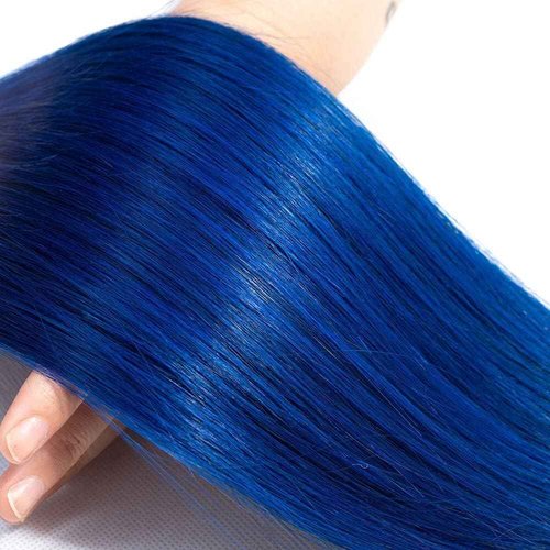Habiliana Bundles Human Hair 24 26 28 Inch Straight T1B Blue Human Hair Bundles 11A Unprocessed Brazilian Virgin Quick Weave Hair Extensions for Black Women