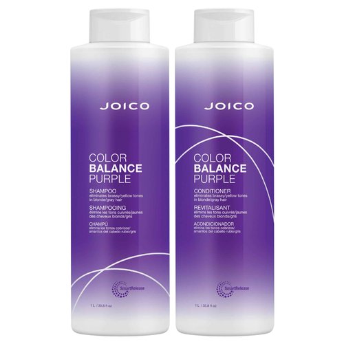 Joico Color Balance Purple Shampoo & Conditioner Set | Eliminate Brassy and Yellow tones | For Cool Blonde or Gray Hair