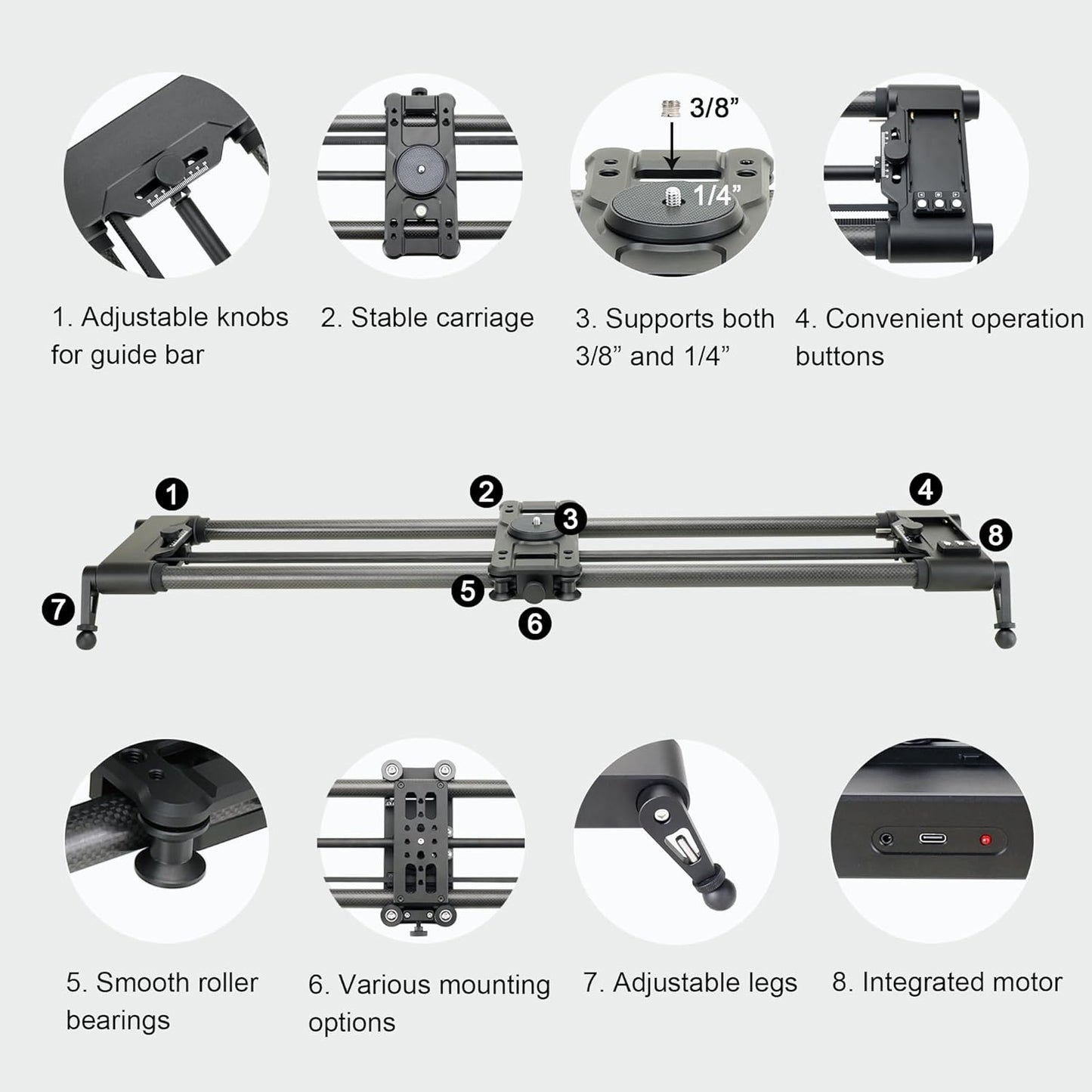 Konova New G1 Wireless Motorized Integrated Carbon Slider for Video, Time Lapse, Stop Motion, Parallax Panormaic Shooting (60cm (23.6"))