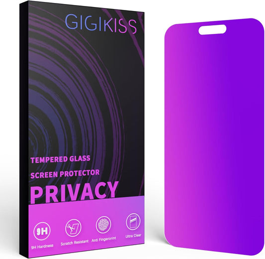 Compatible for iPhone 16 Pro Privacy Screen Protector 6.3 Inch, Purple Gradient Anti Spy Anti Blue Light HD Screen Protector Tempered Glass Easy Installation