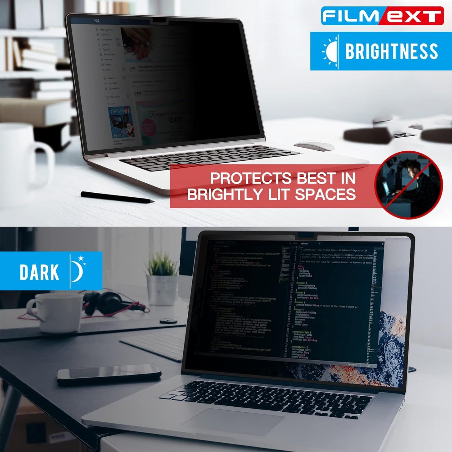 FILMEXT Privacy Screen for Macbook Pro 14 inch (2025-2021, M4 M3 M2 M1), Removable Macbook pro 14.2" A3112 A3401 A2992 A2918 A2779 A2442 Privacy Laptop Screen Filter Anti-Spy/Anti-Glare/Eye Care"