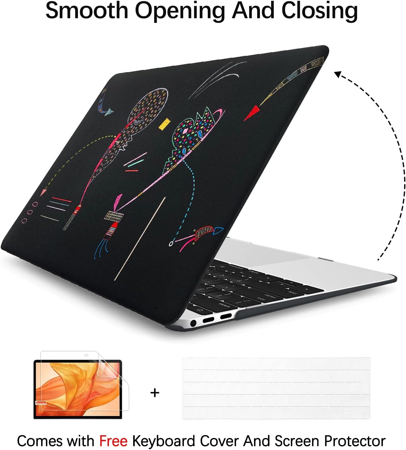Berkin Arts Compatible with MacBook Air 13 inch Cover, 2022-2018 Release A2179/A2337 M1 with Touch ID with Keyboard Cover & Screen Protector Naive Art Illustrated (Two Sides by Kandinsky)