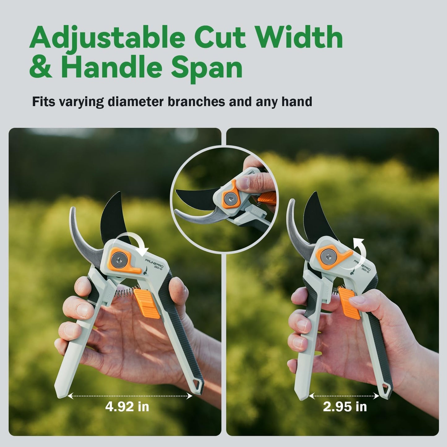 PrunePro 8" Professional Pruning Shears for Gardening Bypass Hand Pruner Stainless Steel Sharp Garden Scissors Plant Flower Rose Garden Clipper - 3 Pack