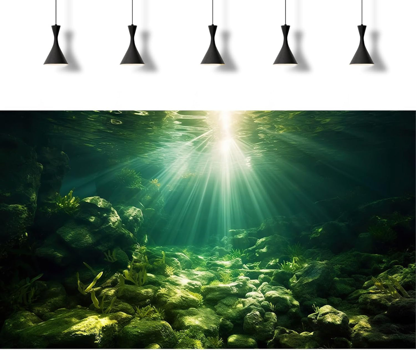 Underwater Sunray Aquarium Background Deep Ocean Rock Cave Fish Tank Background Under The Sea Coral Reef Aquarium Backgrounds Ocean Floor Tropical Fish Terrarium Backgrounds 24x12in