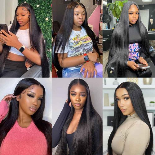 Yuyongtai Lace Front Wigs Human Hair 22 Inch Straight 13x4 HD Transparent Lace Frontal Wigs Pre Plucked With Baby Hair 180% Density Brazilian Virgin Hair Wigs
