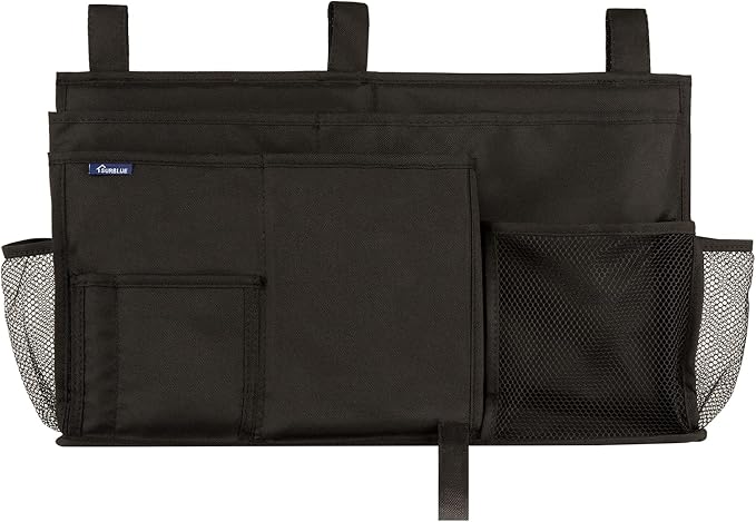 Surblue Caddy Hanging Organizer Bedside Storage Bag for Bunk and Hospital Beds, Black, L