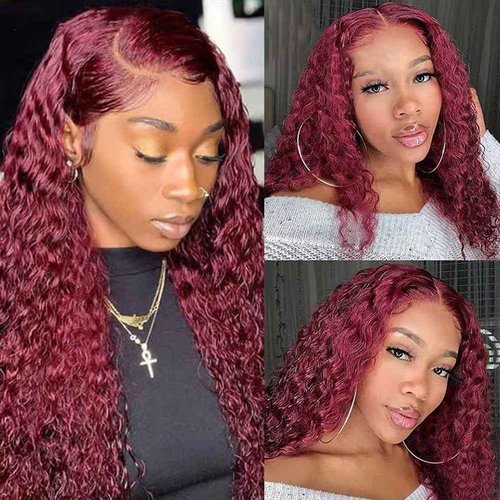 Giginger Burgundy 99J Water Wave Human Hair Bundles 22 24 26 inch Wine Red Human Hair Bundles Burgundy 100% Unprocessed Raw Quick Weave Hair for Black Women