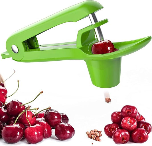 Cherry Pitter - UCMORX Stainless Steel Cherries Pitter Tool Cherries Corer Cherry Remover for Making Cherry Jam with Lock Design(Green)