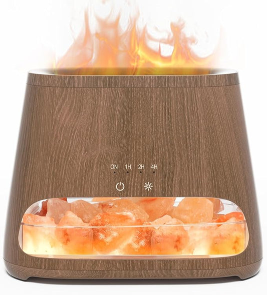 SALKING 2-in-1 Himalayan Salt Lamp Diffuser, Cool Mist Humidifier, Aromatherapy & Himalayan Salt Therapy, 100% Pure Himalayan Salt, Ultrasonic Essential Oil Diffuser with Ambient Glow, 150ml (Dark)