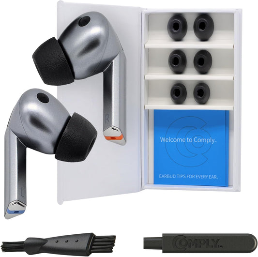 Comply TrueGrip | Premium Memory Foam Replacement Earbud Tips for Samsung Galaxy Buds3 Pro | Enhanced Comfort, Secure Fit, Superior Noise Isolation, Removal & Cleaning Tool | Black, Small (3 Pairs)