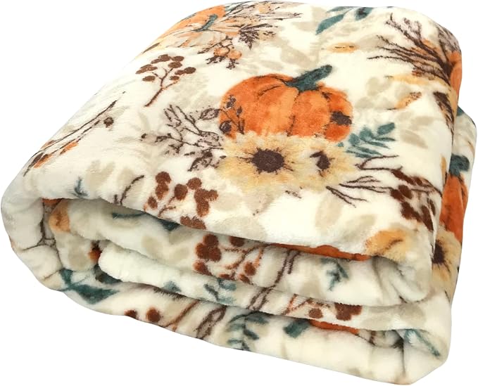 Fall Fleece Throw Blanket: Velvety Soft, Durable Plush Accent for Bed or Couch (Vintage Harvest, 50 x 70 inches)