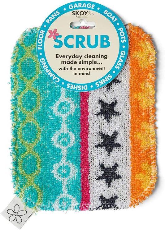 Skoy Scrub, 1-piece Reusable, Non-Scratching Dish Scrubber for Kitchen and Household Cleaning, Planet-Friendly, Dishwasher Safe Soft Scrub, Assorted Colors and Designs