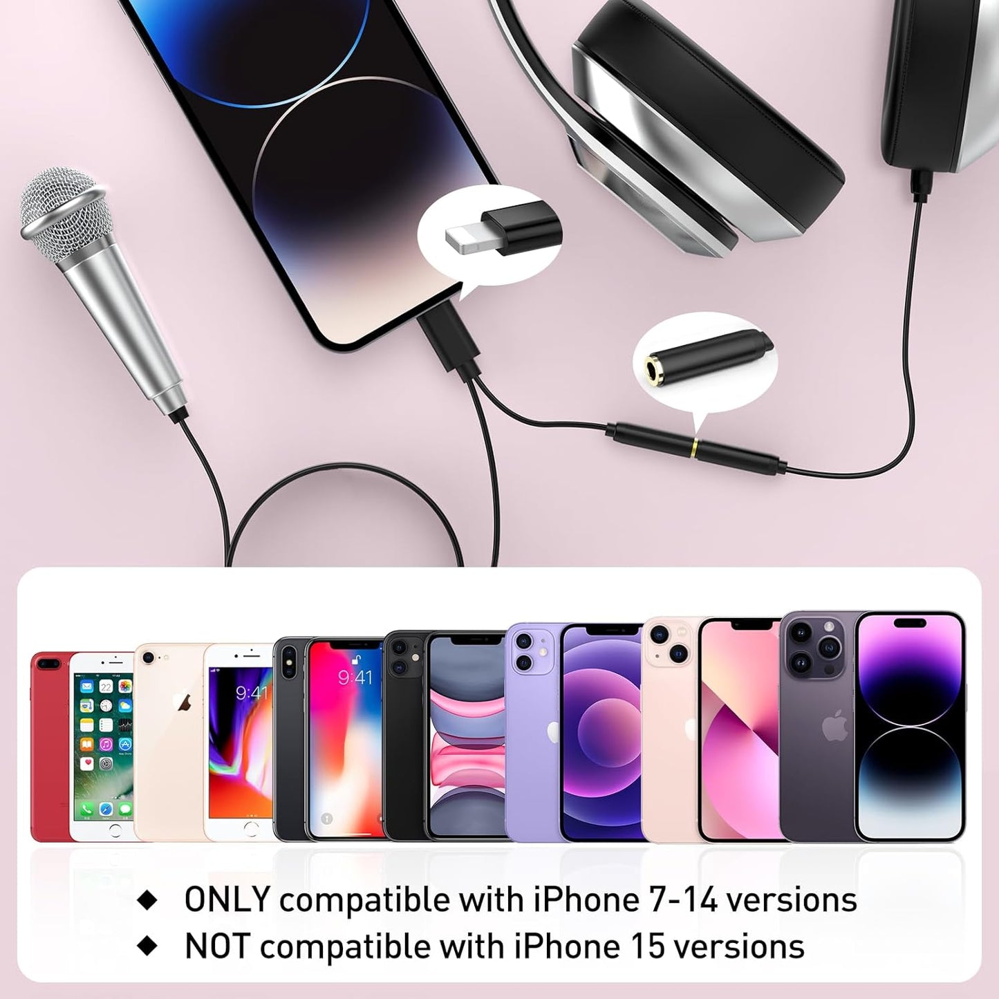 2PCS Mini Microphone for iPhone iPad Small ASMR Tiny Microphone for Voice Video Recording Singing, Vlogging, YouTube Two Mics Rose Golden and Blue