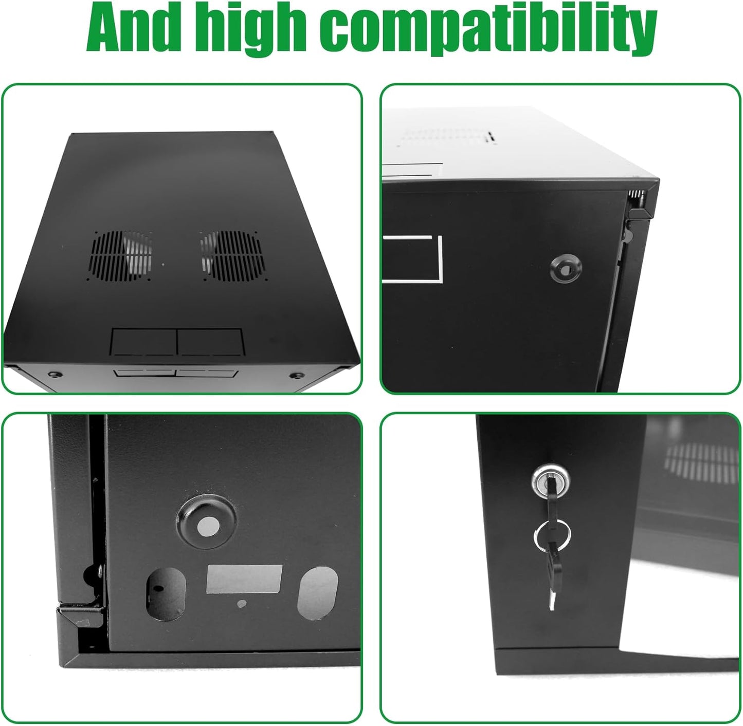 18U Server Cabinet Wall Mount Rack Enclosure with Caster Wheels 2 Server Fans Locking Grid Gate Removable Side Panels 19" Network Cabinet 15-18.5" Installation Depth Heavy-Duty Frame (37INCH, 18U)