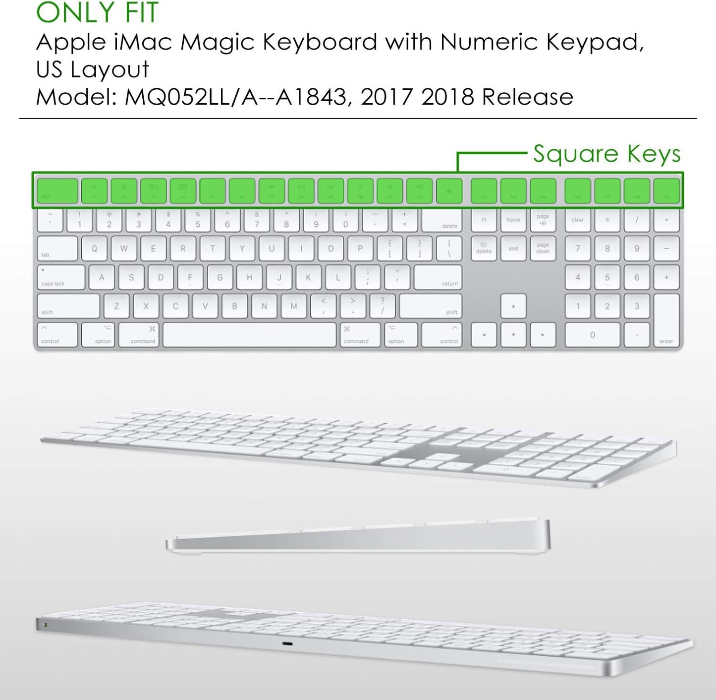 Allinside Ombre Pink Cover for Apple iMac Magic Wireless Keyboard with Numeric Keypad MQ052LL/A A1843 US Layout