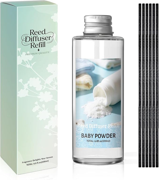 SCENTORINI Reed Diffuser Oil Refill, Baby Powder Diffuser Oil 6.76 Fl Oz, Scented Essential Oil Refill Long Lasting Summer Home Fragrance for Room Spa Aromatherapy Bathroom Hotel Decor