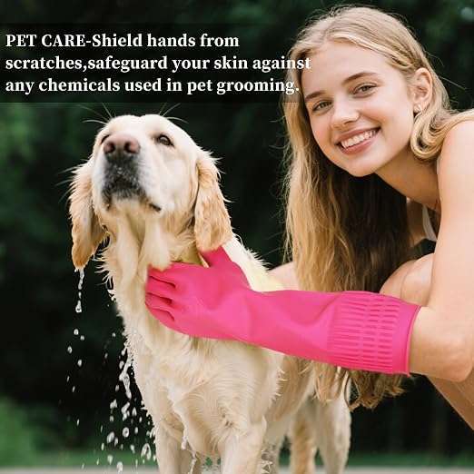 Rubber Gloves for Cleaning – 3 Pairs Reusable Gloves for Dishwashing, Kitchen and Household Tasks, 15-Inch Long (Regular Style, Medium (Fits Small Hands))