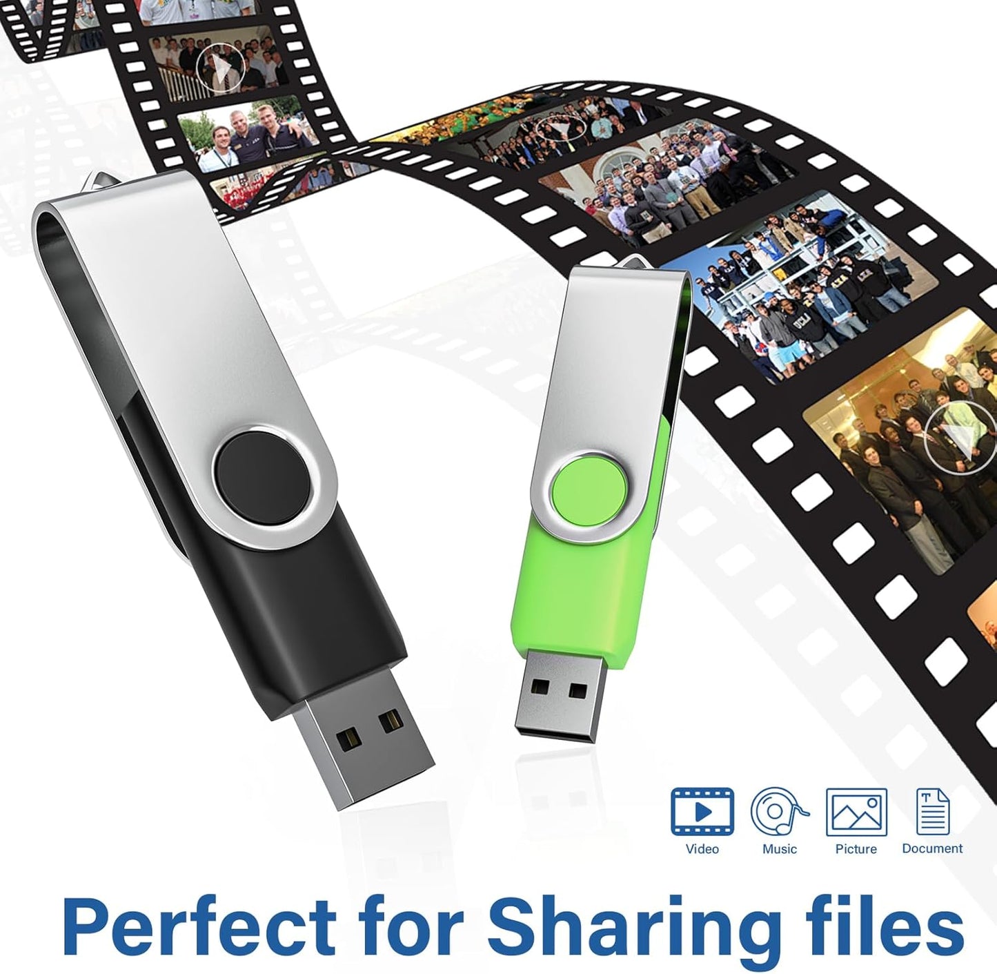 20Pack 1GB USB 2.0 Flash Drive with Keychains,Swivel USB Thumb Drives Memory Stick USB Drive for PC Laptop Computer (Mixcolors)