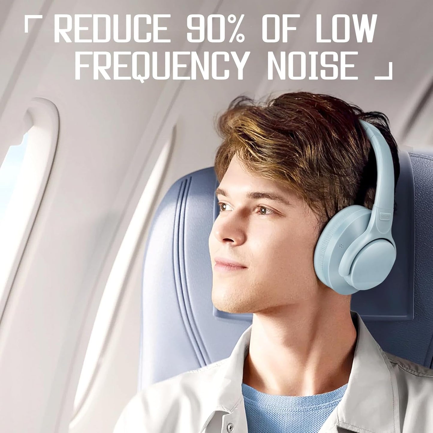TUINYO Wireless Headphones - Noise Cancelling Over Ear Bluetooth Headphones with 60H Playtime, Deep Bass Hi-Fi Stereo Sound & Comfortable Earpads for Travel, Home and Office-Blue Gray…