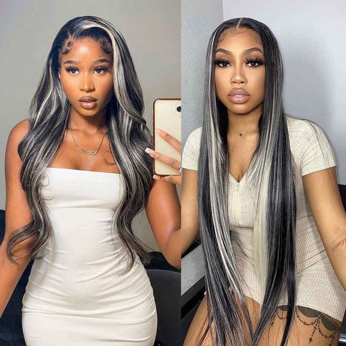 Habiliana Bundles Human Hair 26 28 30 Inch Body Wave P1B/GREY Human Hair Bundles 11A Unprocessed Brazilian Virgin Quick Weave Hair Extensions for Black Women