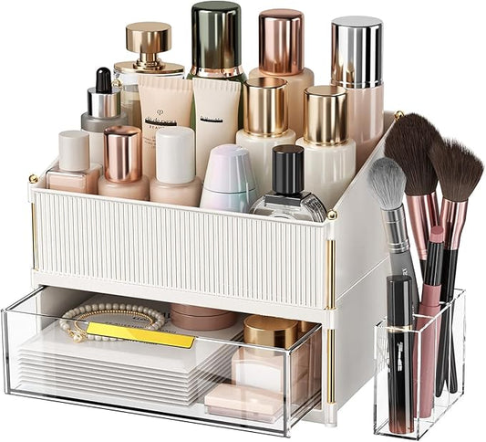 Modular Makeup Organizer, Clear Acrylic Cosmetic Storage Box with Drawer, Vanity Countertop Organizer for Makeup, Skincare and Beauty Accessories – Multiple Styles