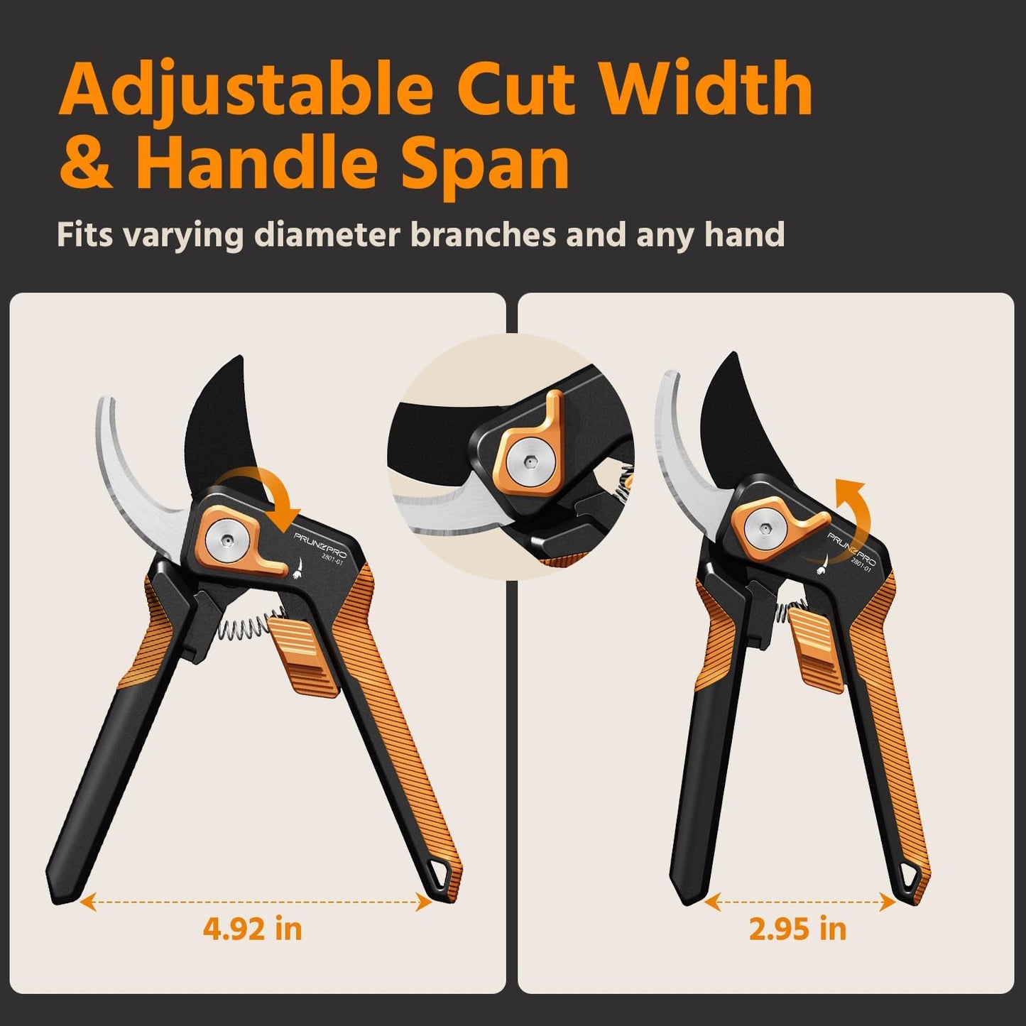 PrunePro Pruning Shears for Gardening Professional Bypass Hand Pruner Stainless Steel Sharp Blade Garden Scissors Plant Flower Garden Clipper Orange 2 Pack