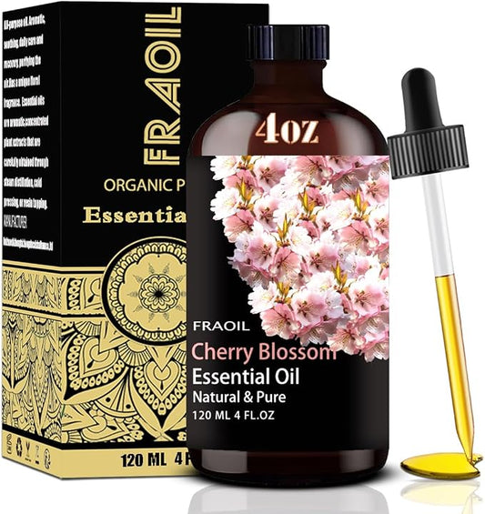 Cherry Blossom Essential Oil, Cherry Blossom Oil 4 Fl Oz 120ML for Diffuser Humidifier Yoga Cleaning DIY Candle Soap Making Perfume Gift for Women FRAOIL (Cherry Blossom 4 Fl Oz (Pack of 1))