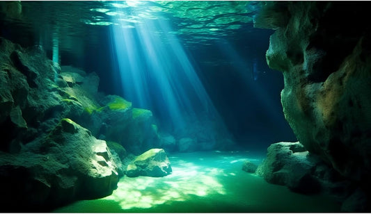 Underwater Fish Tank Background Under The Sea Cave Style Aquarium Background Ocean Floor Cave Sunlight Fish Tank Backdrop Tropical Fish Aquarium Terrarium Backgrounds Decorations 24x12in