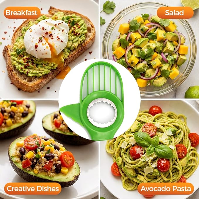 3 in1 Avocado Tool Split, Pit, and Slice, Avocado 3 Piece Set, Includes Avocado Slicer, Cutter and Airtight Storage Container,Kitchen Gadget (6 piece set)