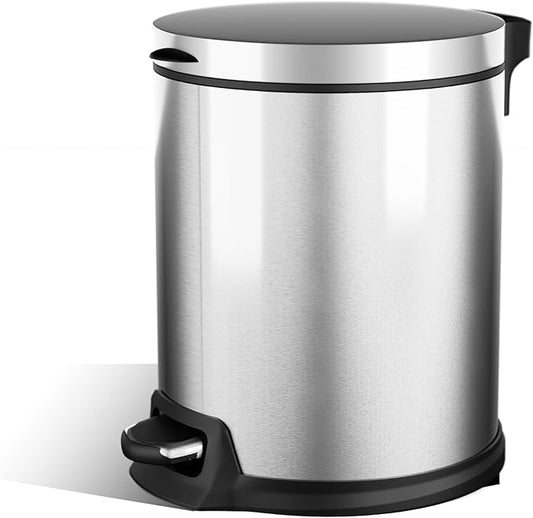 Home Zone Living 1.3 Gallon Small Trash Can with a Step Pedal Lid