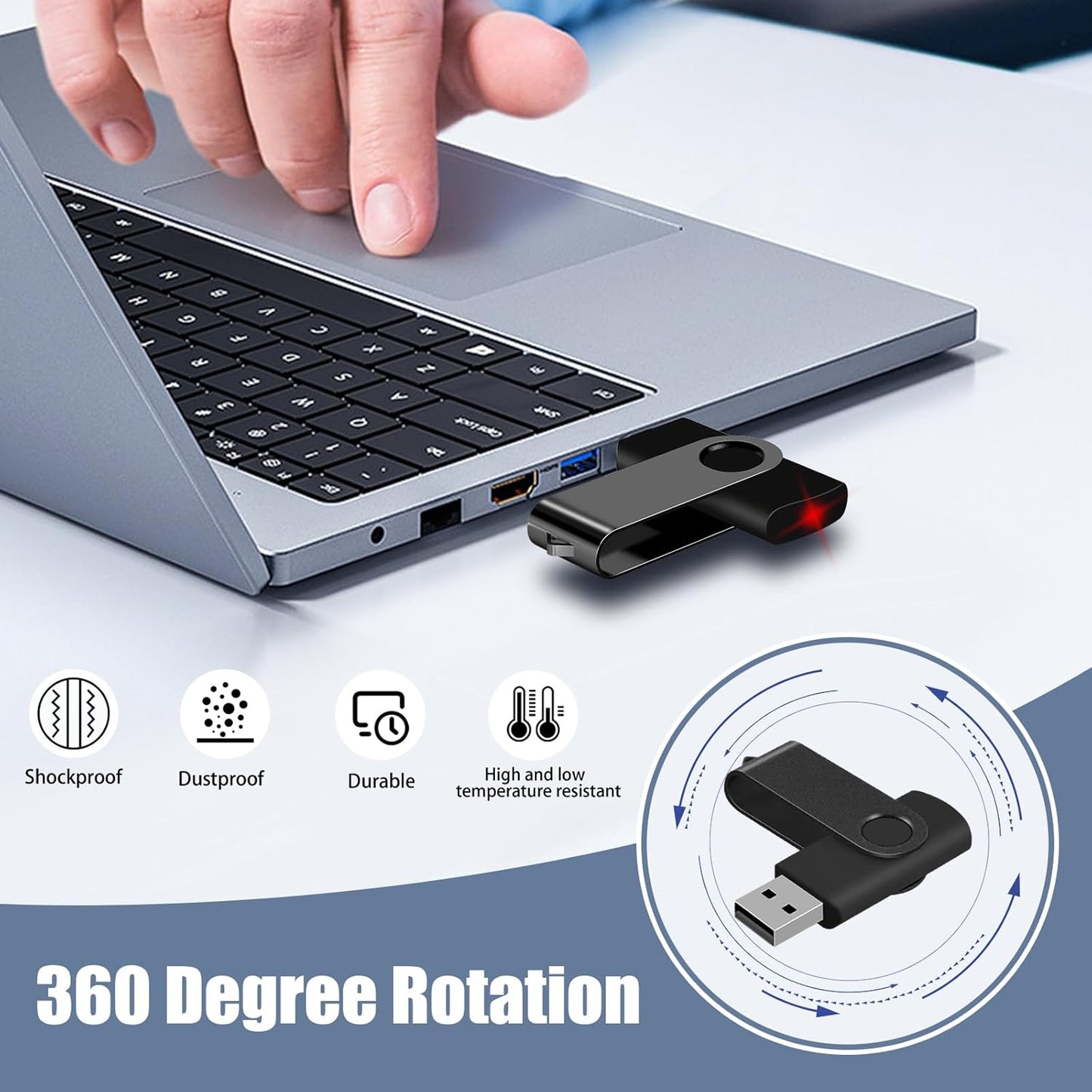 EASTBULL USB Flash Drive Bulk 4GB 200 Pack with Lanyards USB 2.0 Thumb Drive Bulk Memory Stick Swivel Pen Drive for Storage and Backup 4GB 200 Pack
