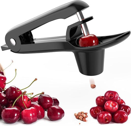 Cherry Pitter - Makmzoon Cherry Pitter Tool Stainless Steel Rod(Black) | Hand-held push design Easy to Clean and Store With Lock Design Great for Making Cherry Jam