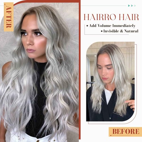 Hairro Tape In Human Hair Extensions For Women Remy Tape Ins Invisible Natural Tape On Hair Extensions 24 inch 50g 20pcs #GREY