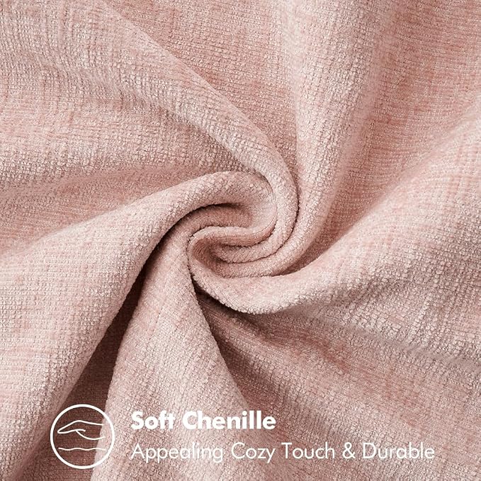 MIULEE Pack of 2 Couch Throw Pillow Covers 18x18 Inch Pink Farmhouse Decorative Pillow Covers with Stitched Edge Soft Chenille Solid Dyed Pillow Covers for Sofa Bed Living Room