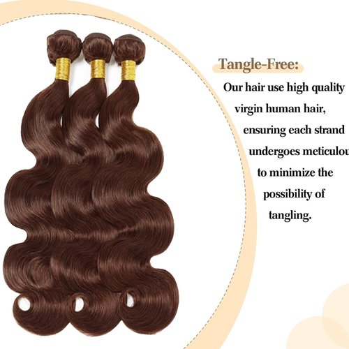 Fabimiya 14 16 18 Inch Human Hair Bundles Chocolate Brown 4# Body Wave Bundles Human Hair 100% Unprocessed Soft Sewn In Hair with Double Weft for Black Women