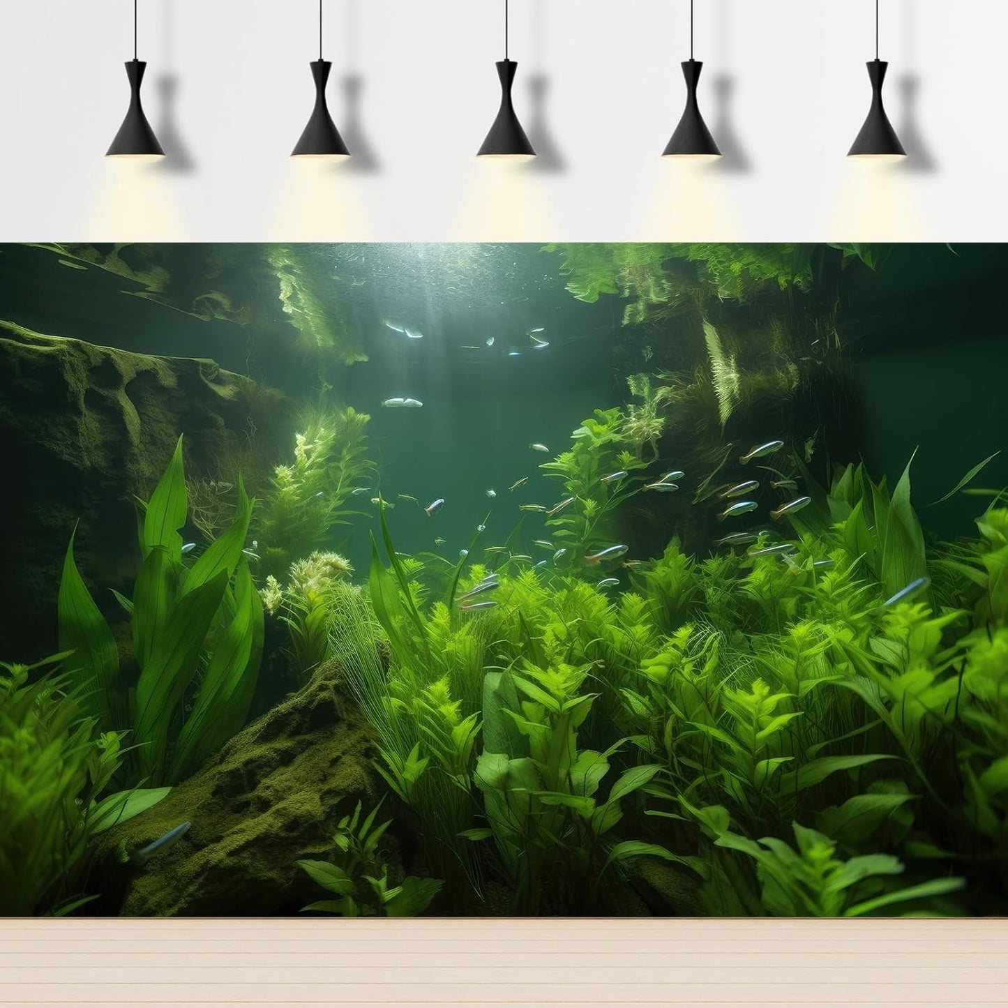 Aquarium Background Lush Aquatic Plants Seagrasses Terrarium Background Redwood Root Moss Tropical Style Green Underwater Plants Fish Tank Background Under The Sea Reptile Tank Backdrop 24x12in
