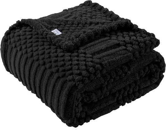 90x90 Inch Black Queen Large Blanket - Soft & Fluffy Fleece, Neutral Tan Color, Cute & Aesthetic, Perfect for Sofa, Couch, Bed, Living Room & Bedroom, All-Season Use, Plush & Cozy Decorative Blanket
