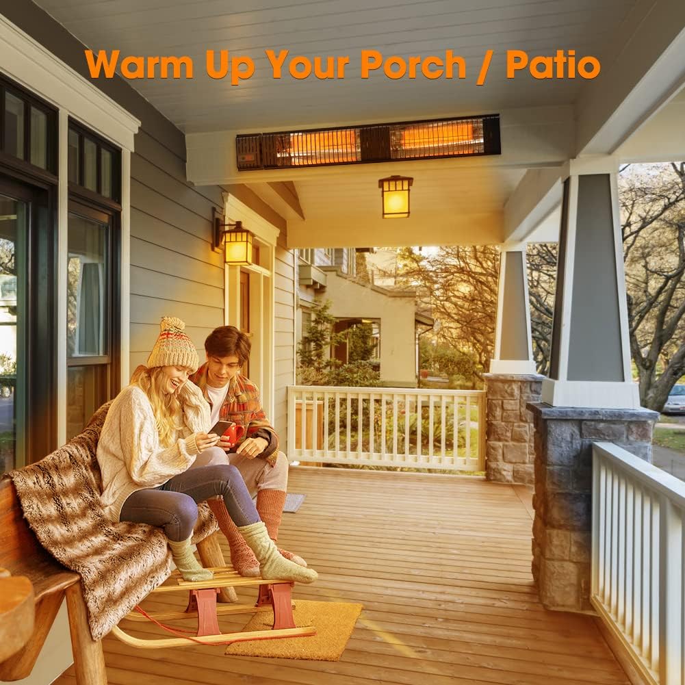 ThermoMate Infrared Electric Patio Heater, 3000W Carbon Fiber Heating for Outdoor/Indoor, Porch, Deck, Garage with Remote 24 Hours Timer, Hard Wired 240V