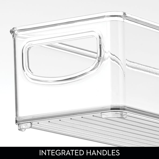 iDesign Slim Clear Plastic Storage Bin, Extra Long Narrow Stackable Organizer for Kitchen and Pantry, 4-Pack