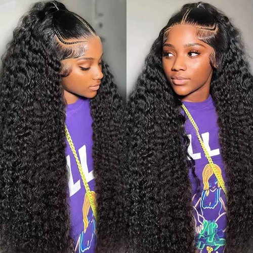 IAMFUPO 24 Inch 13x6 Lace Front Wigs Human Hair 200 Density Deep Wave Lace Front Wigs Human Hair 13x6 Deep Wave HD Frontal Wigs for Women Pre Plucked (13x6 Deep Wig, 24 Inch)
