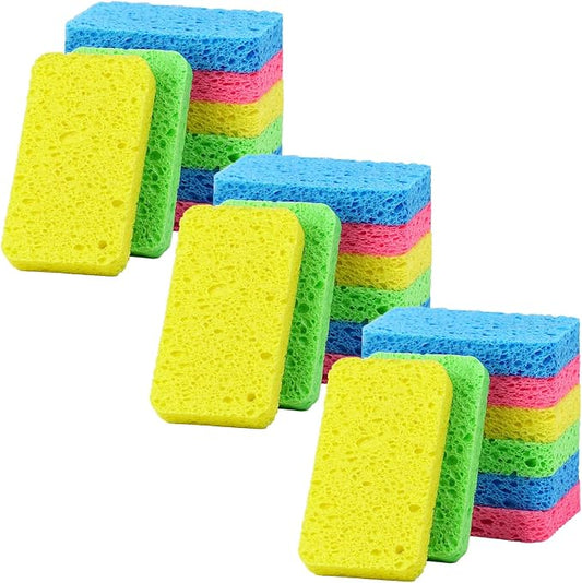 24 - Pack Non-Scratch Scrub Sponges - Sponges for Dishes and Washing Dishes, Cleaning Sponges for Kitchen Home and More（Mixted）