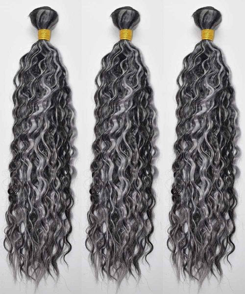 Habiliana Bundles Human Hair 22 24 26 Inch Deep Wave P1B/GREY Human Hair Bundles 11A Unprocessed Brazilian Virgin Quick Weave Hair Extensions for Black Women