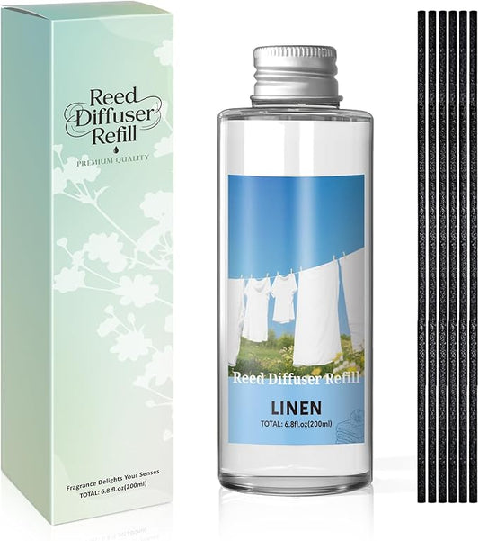 SCENTORINI Reed Diffuser Oil Refill, Linen Diffuser Oil 6.76 Fl Oz, Summer Scented Essential Oil Refill Long Lasting Home Fragrance for Room Spa Aromatherapy Bathroom Home Decor