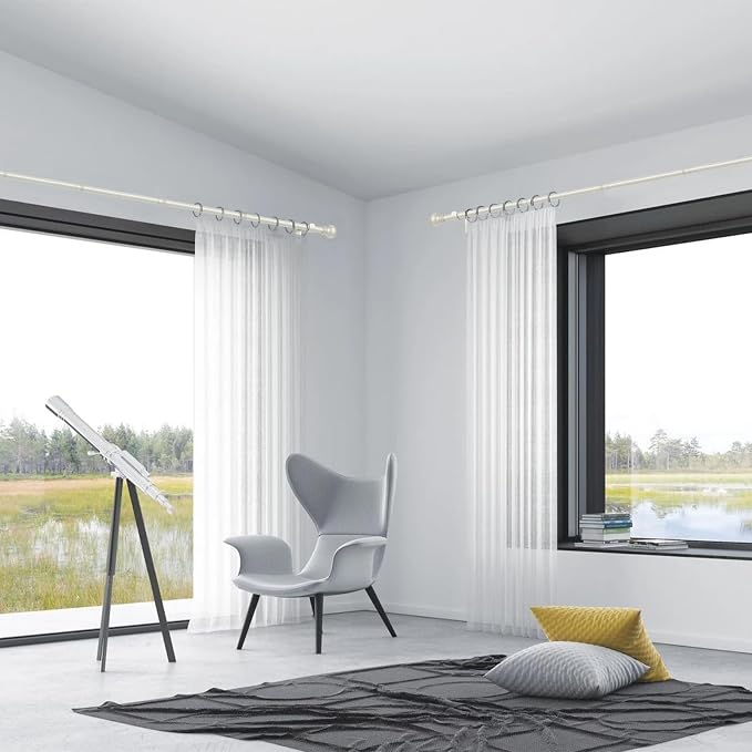 Thestoa Nickel Curtain Rods for Windows 48 to 84-92 Inch, Stainless Steel Long Curtain Rods for Bedroom, Living Room, Kitchen, Farmhouse, Outdoor