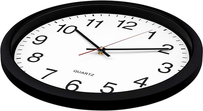 Bernhard Products Black Wall Clock Silent Non Ticking - 16 Inch Extra Large Quality Quartz Battery Operated Round Easy to Read Home/Office/Business/Kitchen/Classroom/School Clocks