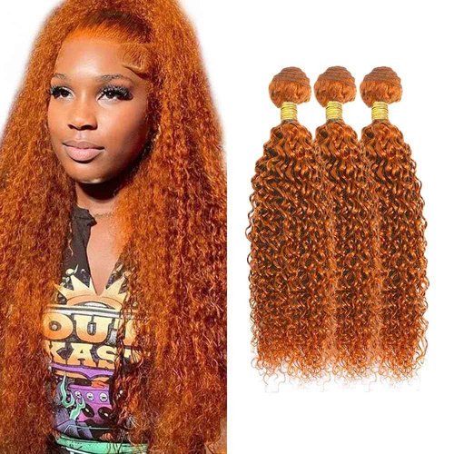 Giginger Brazilian Human Hair Bundles 26 28 30 inch Orange Jerry Curly Bundles 350 Color Human Hair Ginger Orange Unprocessed Virgin Quick Weave Hair for Black Women