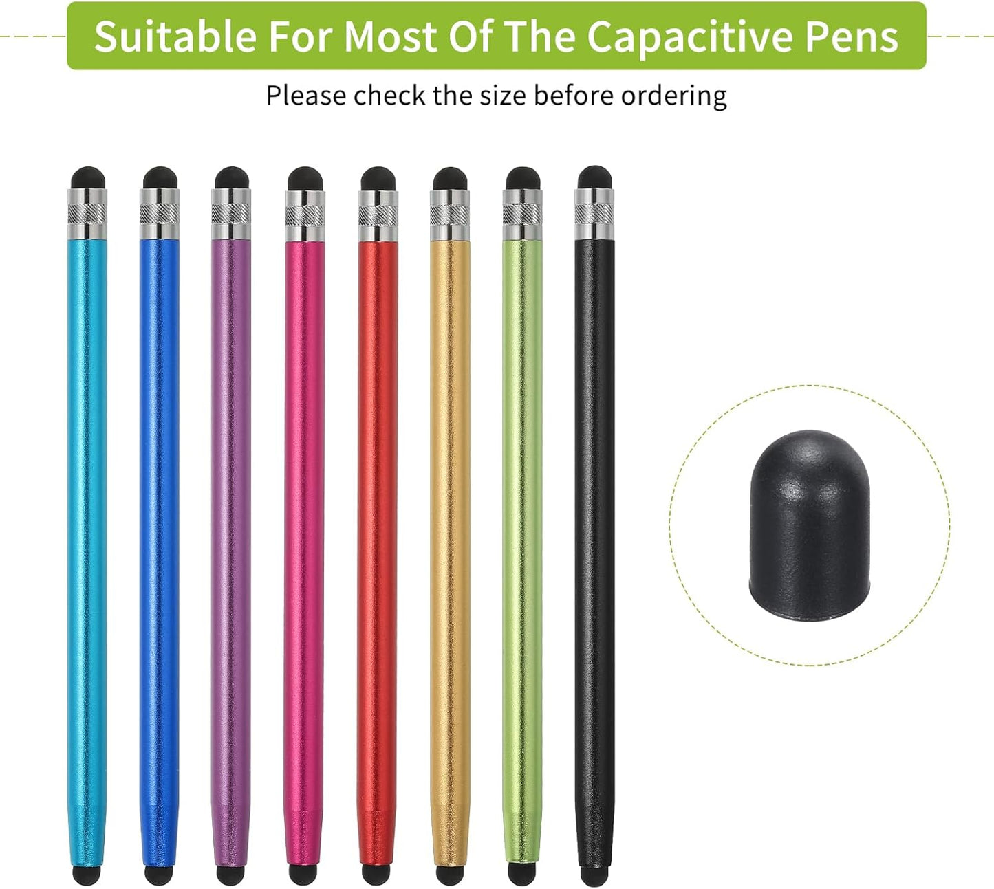 MECCANIXITY 60Pcs Replacement Stylus Pen Tips 4.5mm Conductive Capacitive Touch Screen Pens Tips Silicone Rubber, Black